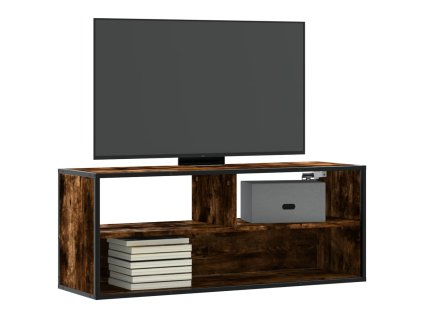 TV skříňka kouřový dub 100x31x39,5 cm kompozitní dřevo a kov 848936