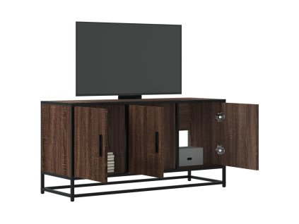 TV skříňka hnědý dub 100 x 35 x 50 cm kompozitní dřevo a kov 848833