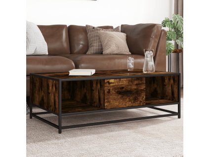 Konferenční stolek kouřový dub 100 x 57 x 35 cm kompozit a kov 848761