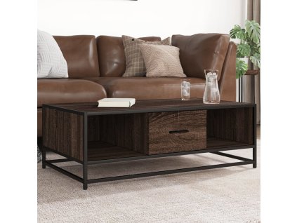 Konferenční stolek hnědý dub 100 x 57 x 35 cm kompozit a kov 848763
