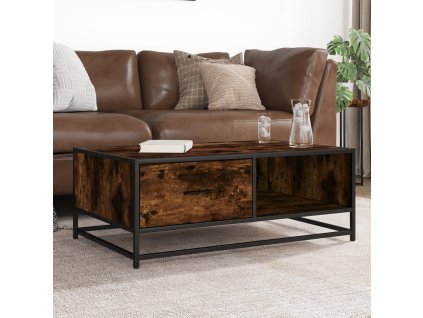 Konferenční stolek kouřový dub 90 x 57 x 35 cm kompozit a kov 848756