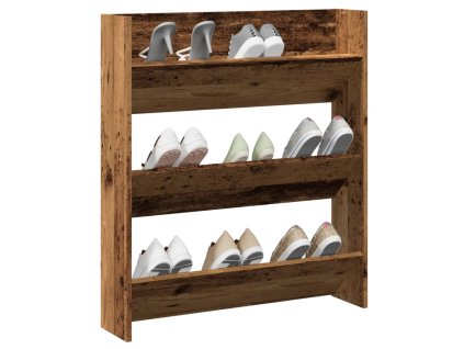 Nástěnný botník old wood 80 x 18 x 90 cm kompozitní dřevo 856544