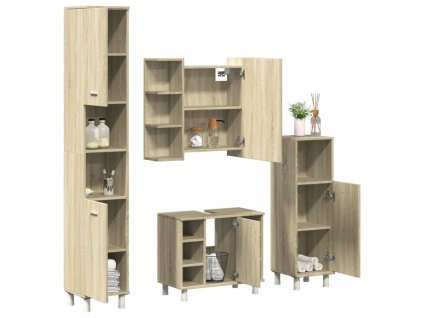 4dílný set koupelnového nábytku dub sonoma kompozitní dřevo 3324970