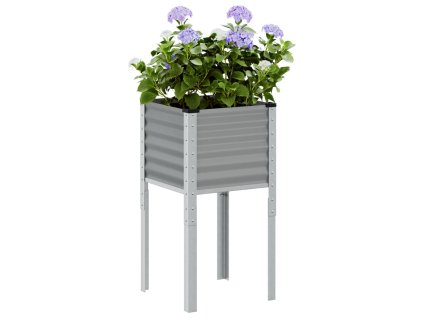 Zahradní truhlík šedý 45 x 45 x 88 cm ocel 4008964