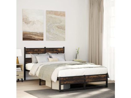 Kovový rám postele bez matrace kouřový dub 120 x 200 cm 4017216