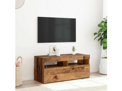 TV stolek s LED old wood 90 x 35 x 40 cm kompozitní dřevo 856307