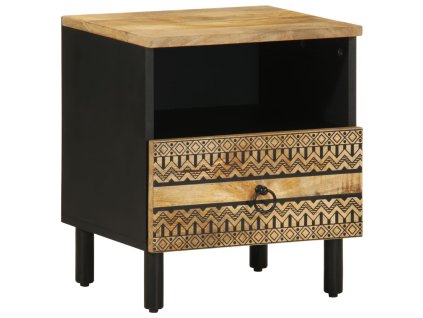 Noční stolek černý 40 x 33 x 46 cm masivní hrubý mangovník 4018634