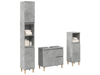 3dílný set koupelnového nábytku betonově šedý kompozitní dřevo 3324945