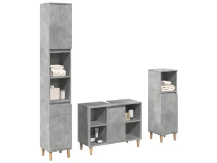 3dílný set koupelnového nábytku betonově šedý kompozitní dřevo 3324951