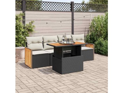 5dílná zahradní sedací souprava s poduškami polyratan akácie 3327654