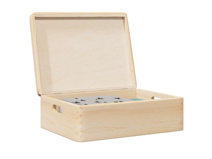 Dřevěná box s víkem a držadly 40x30x13 cm masivní borové dřevo 4017391