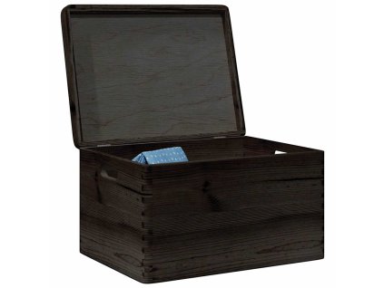 Dřevěná box s víkem a držadly 40x30x23 cm masivní borové dřevo 4017398