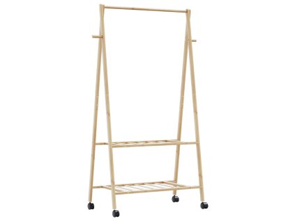 Stojan na oblečení s policemi a kolečky 96x45,5x155,5 cm bambus 4008907