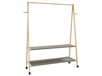 Stojan na oblečení s policemi a kolečky 132x45,5x155,5cm bambus 4008913