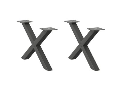 Nohy konferenčního stolku ve tvaru X, 2 ks, antracitové, 60 x (30-31) cm, ocel 4012882