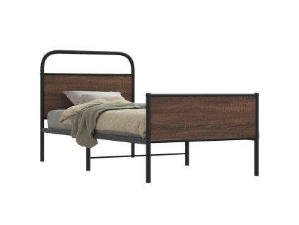 Rám postele bez matrace 100x200 cm hnědý dub kompozitní dřevo 4100495