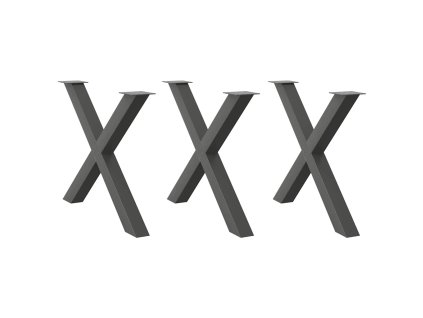 Nohy k jídelnímu stolu ve tvaru X, 3 ks, antracitové, 90 x (72-73) cm, ocel 4012998