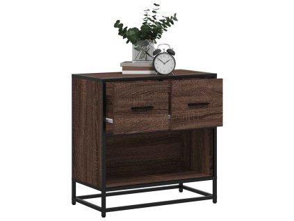 Noční stolek hnědý dub 60 x 31 x 60 cm kompozit dřevo a kovu 848698