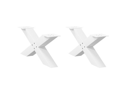 Nohy konferenčního stolku ve tvaru X, 2 ks, bílé, 70 x (30-31) cm, ocel 4012945