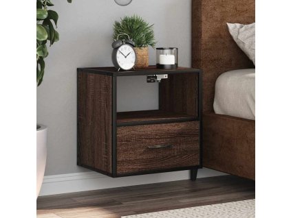 Nástěnný noční stolek hnědý dub 40x31x39,5 cm 848742