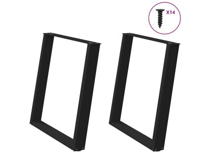 Nohy k jídelnímu stolu ve tvaru U, 2 ks, černé, 70 x (72-73) cm, ocel 4012792