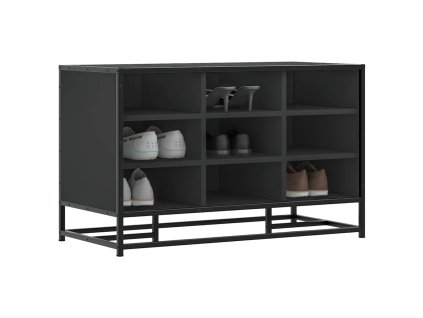 Lavice s botníkem černá 84x40x53,5 cm kompozit a kovu 849229