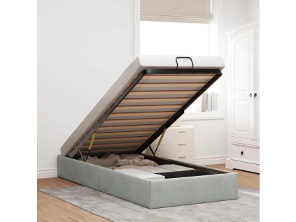 Osmanský rám postele bez matrace světle šedá 90x200 cm samet 3310937