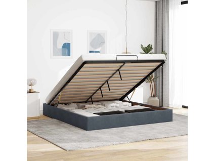 Osmanský rám postele bez matrací tmavě šedá 180x200 cm samet 3310980