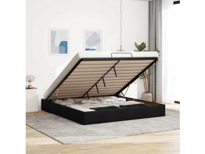 Osmanský rám postele bez matrací černá 180x200 cm textil 3310898