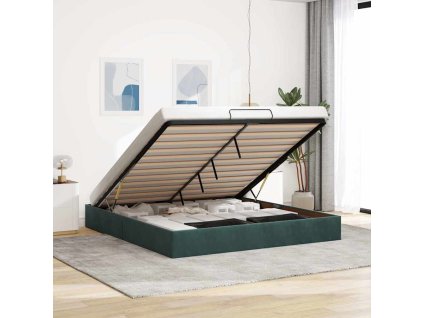 Osmanský rám postele bez matrací tmavě zelená 180x200 cm samet 3310982
