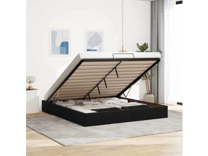 Osmanský rám postele bez matrací černá 160x200 cm samet 3310975