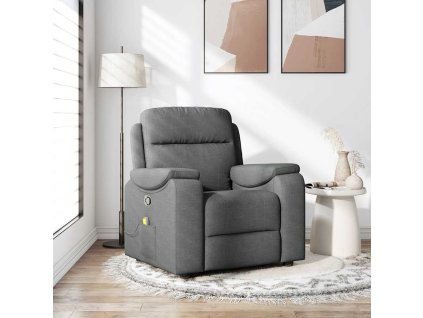 Masážní polohovací křeslo tmavě šedé textil 4015691