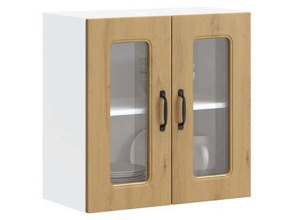 Kuchyňská nástěnná skříňka se skleněnými dvířky „Kalmar“ dub řemeslný, imitace dřeva 853676