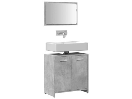 Koupelnová skříňka se zrcadlem betonově šedá kompozitní dřevo 856041