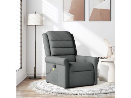 Masážní polohovací křeslo tmavě šedé textil 4015647