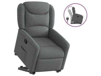 Zvedací polohovací křeslo tmavě šedé textil 3303195