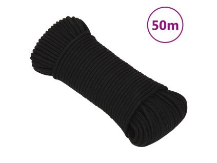 Pracovní lano černé 5 mm 50 m polyester 152808