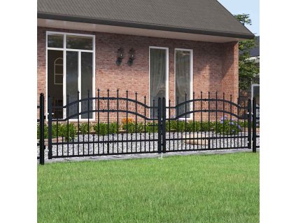 Plotová branka s kopím nahoře černá 305 x 75 cm, práškově lakovaná ocel 151094