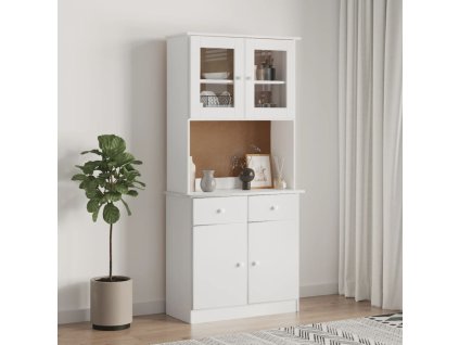 Kredenc ALTA bílý 77 x 35 x 165 cm masivní borové dřevo 3187774