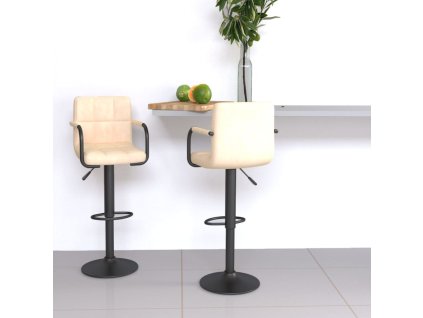 Barové židle 2 ks krémové samet 334658