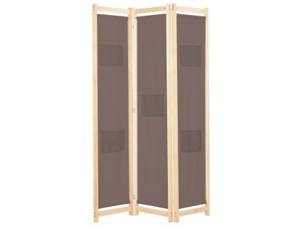 3dílný paraván hnědý 120 x 170 x 4 cm textil 248179