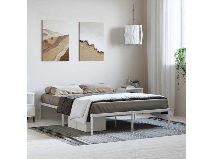 Kovový rám postele bílý 135 x 190 cm 350912