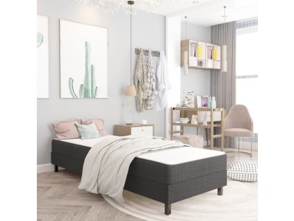 Postel boxspring šedá textil 90 x 200 cm 287453