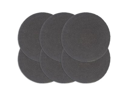 Prostírání 6 ks tmavě šedé 38 cm kulaté bavlna 133847