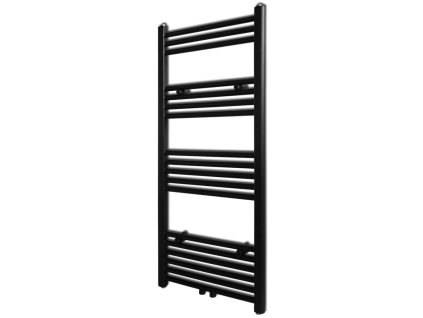 Černý žebříkový radiátor na ručníky rovný ústřední topení 500x1160 mm 141907