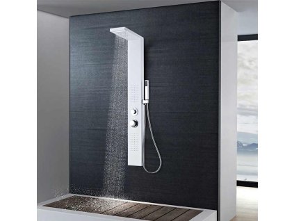 Sprchový panel set hliníkový matný bílý 142372