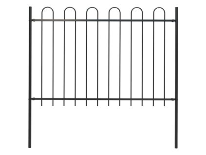 Zahradní plot s obloukem nahoře ocelový 181 x 120 cm černý 144931