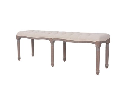 Lavice se lněným čalouněním 150 x 40 x 48 cm krémově bílá 245361