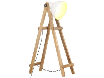 Stojací lampa bílá E27 masivní mangovníkové dřevo 320590