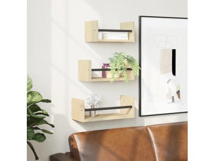 3dílná sada nástěnných polic s tyčemi, dub sonoma, konstrukční dřevo 835445